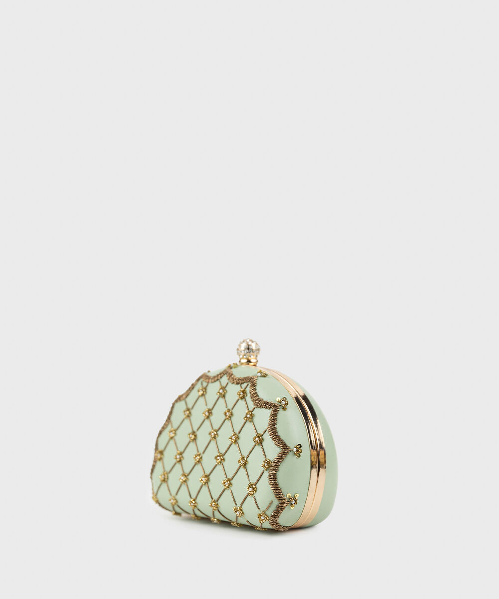 Woman - Green Hand Embroidered Clutch