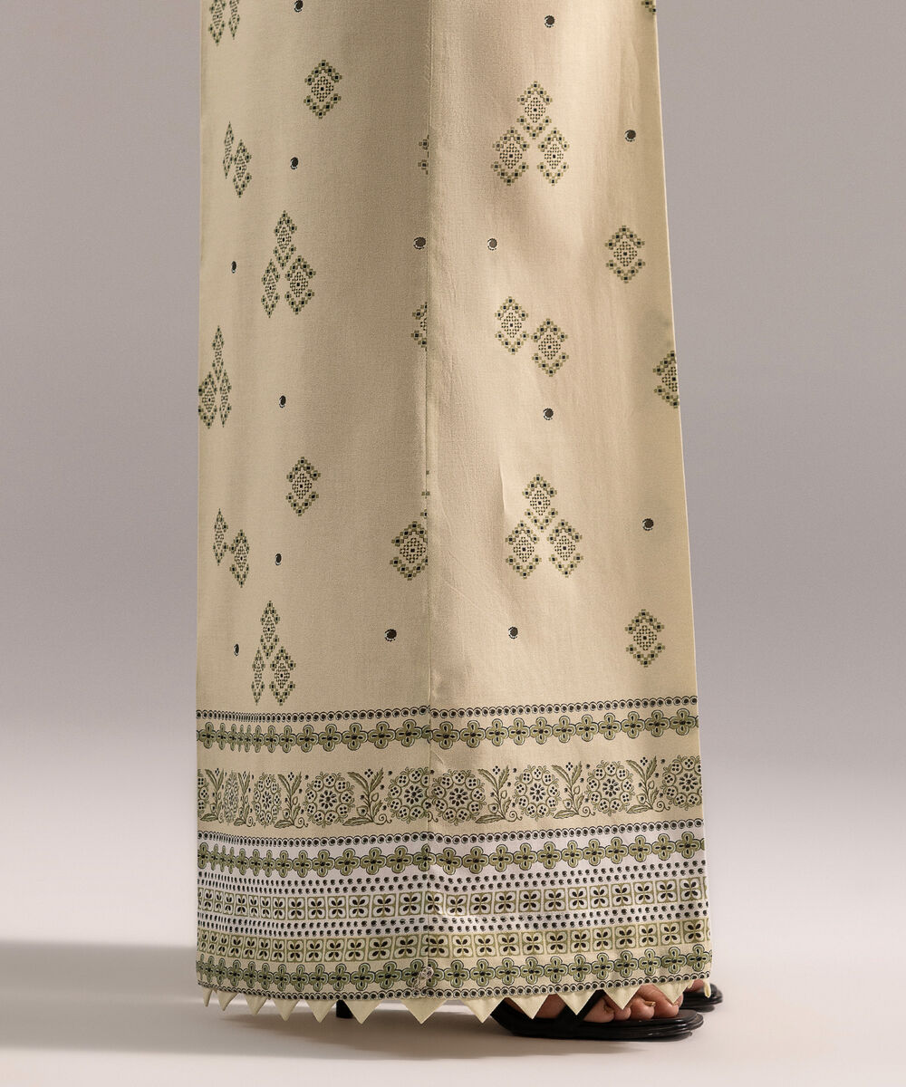 Women's RTW Cambric Printed Light Green Culottes