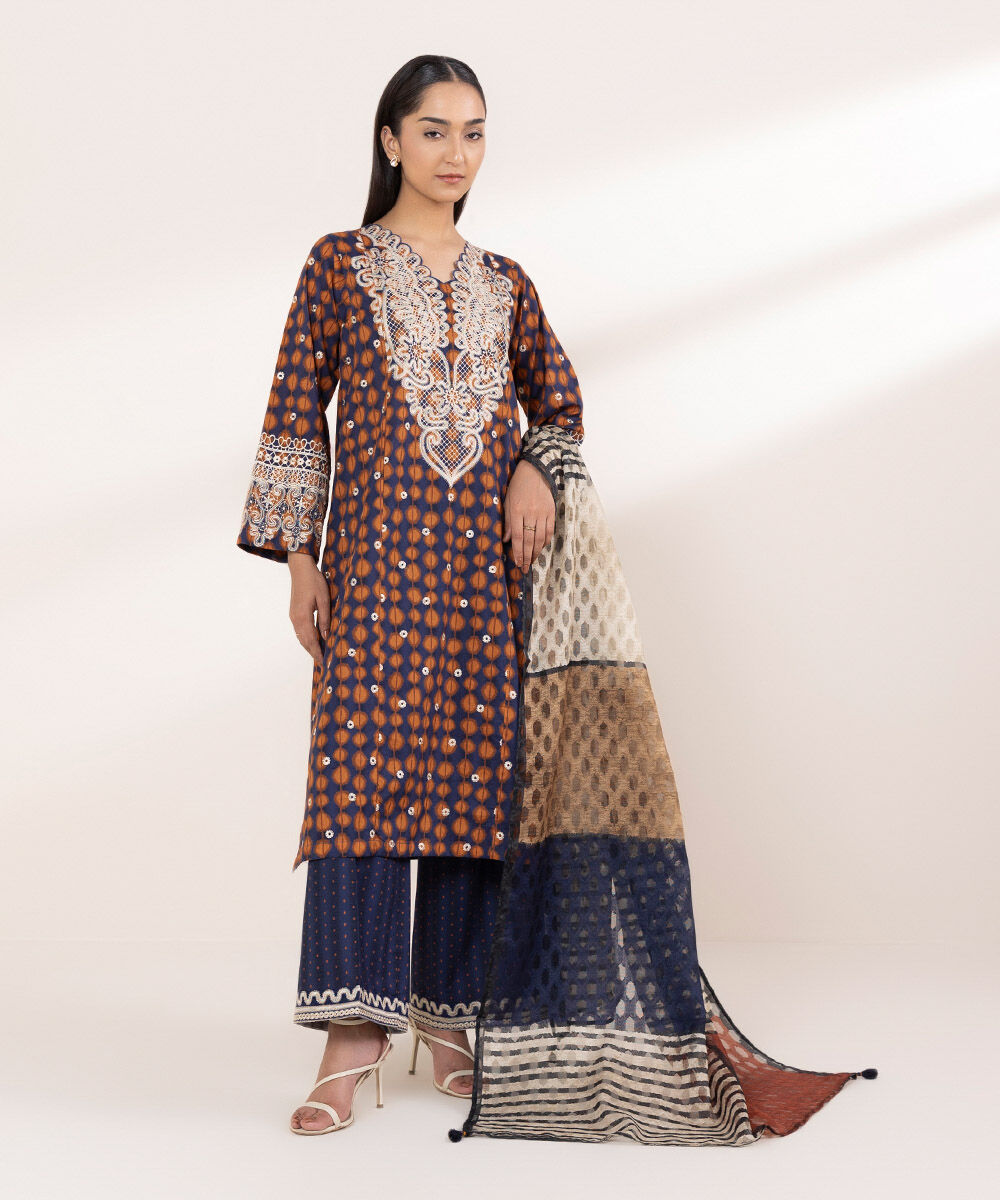 Women's RTW Lawn Multi Embroidered Boxy Shirt