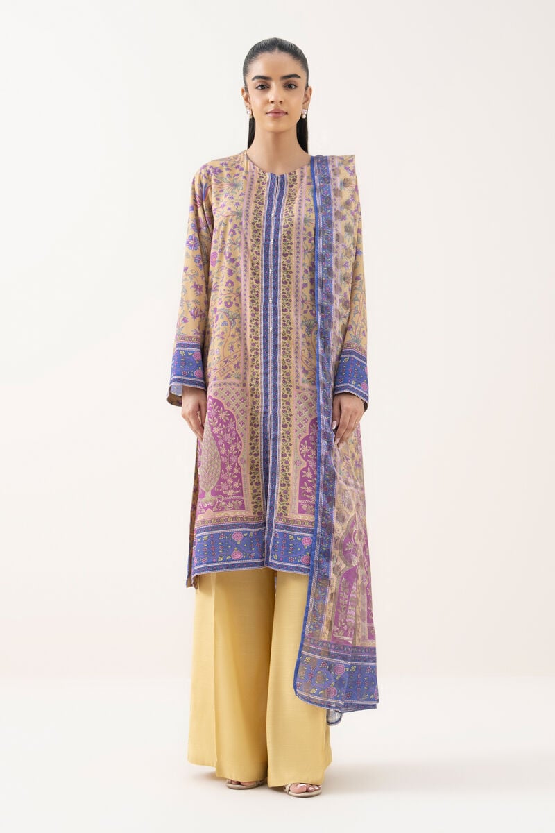 3 Piece - Printed Silk Suit
