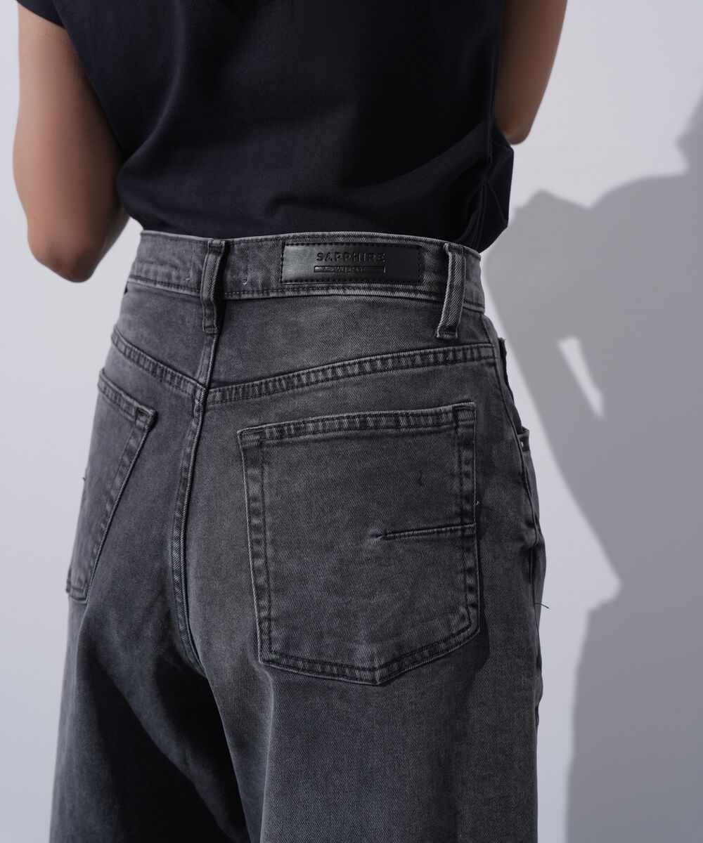 Women's Western Wear Grey Wide Leg Jeans