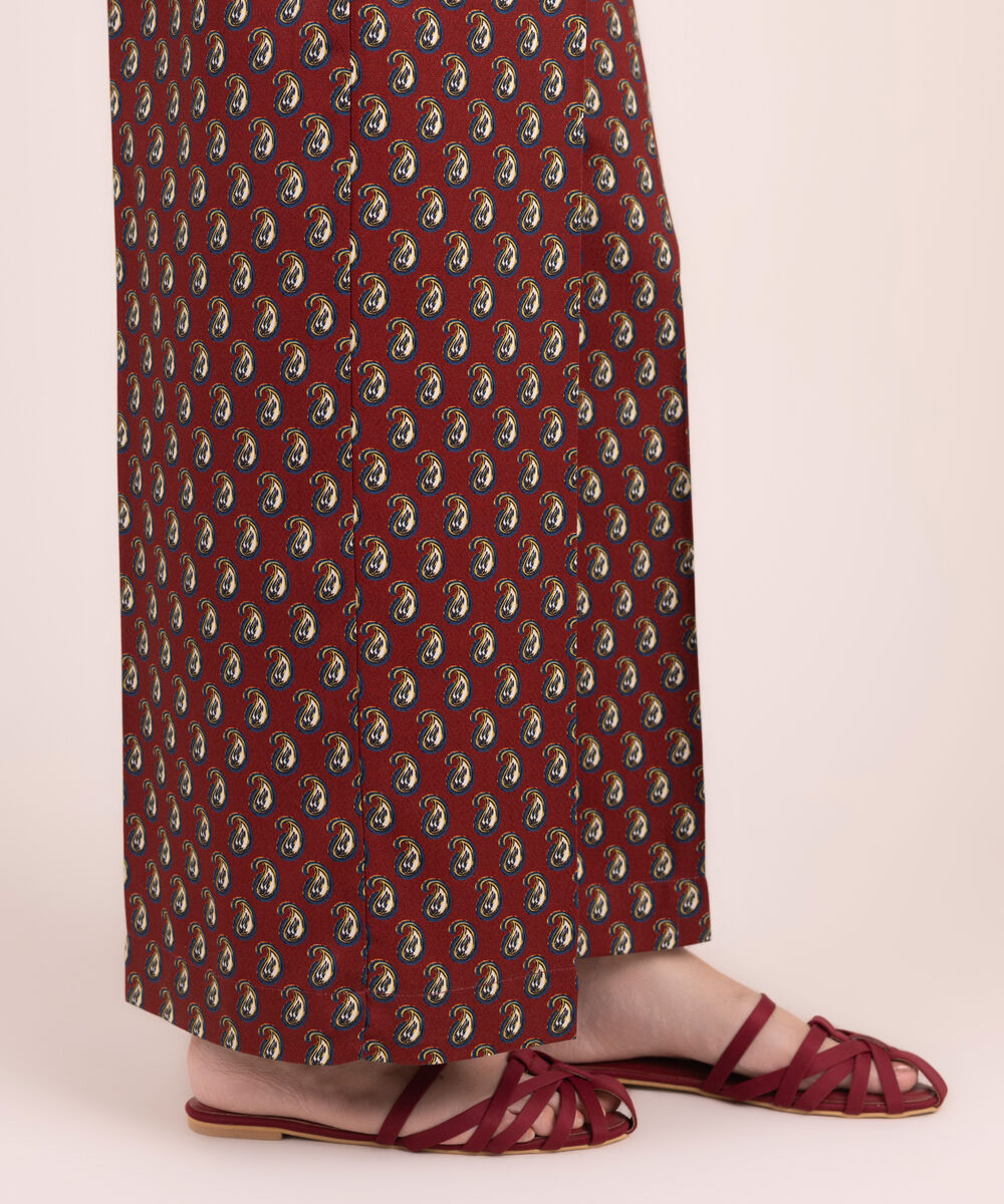 Women's RTW Arabic Dobby Printed Maroon Culottes