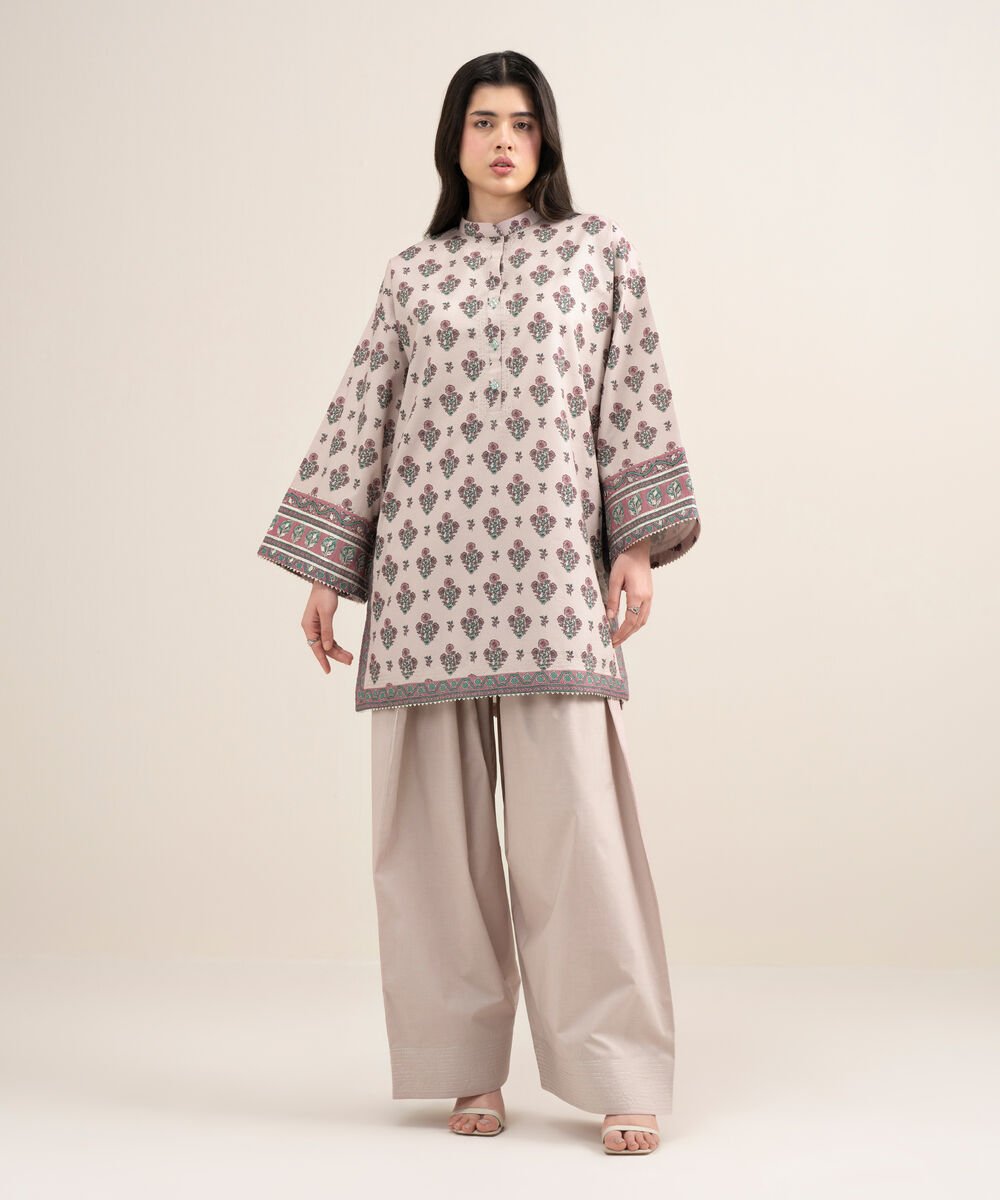 Women's Unstitched Lawn Printed Pink 2 Piece Suit