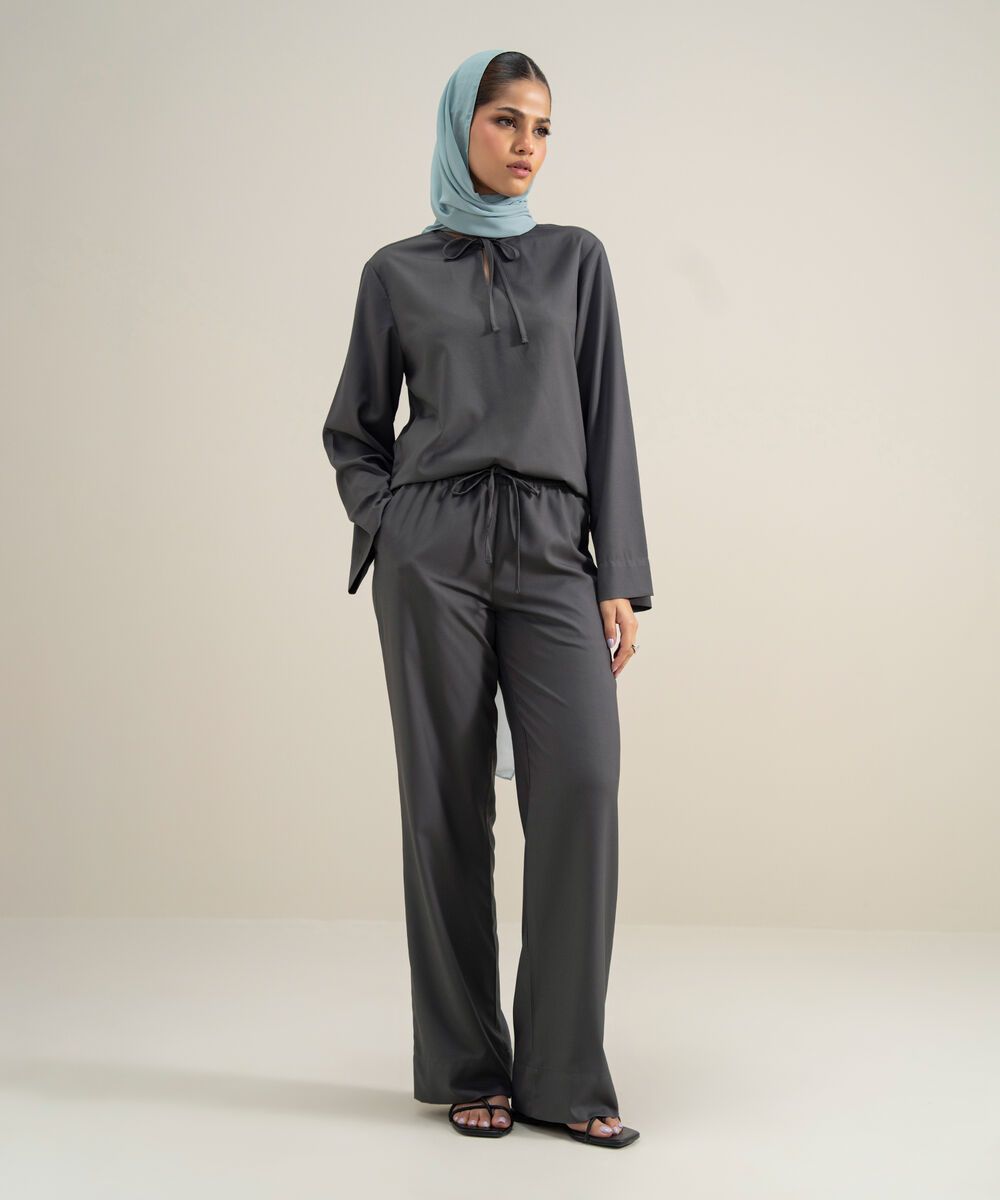 Women's Polyester Grey Modest Trousers