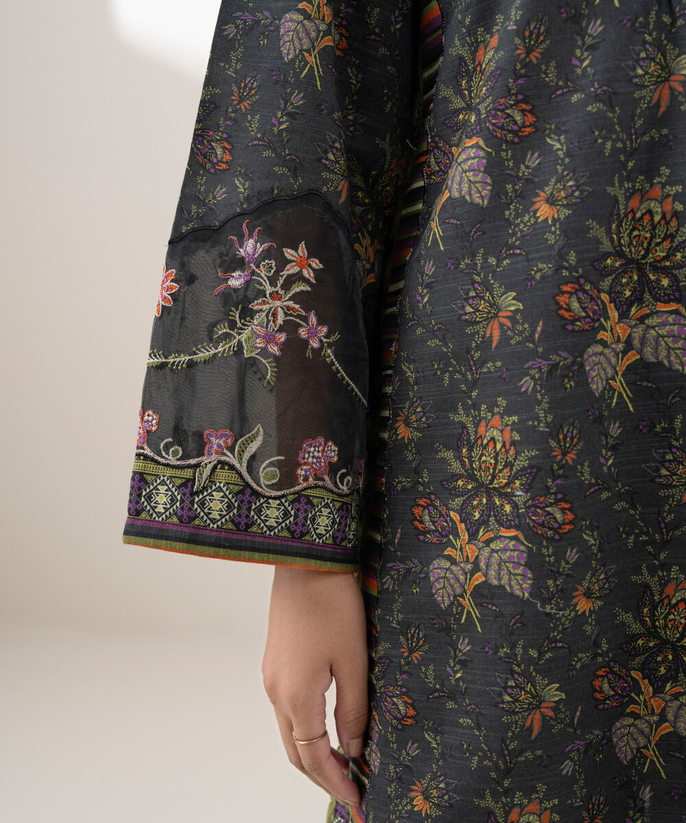 Women's RTW Khaddar Embroidered Blue 2 Piece Suit