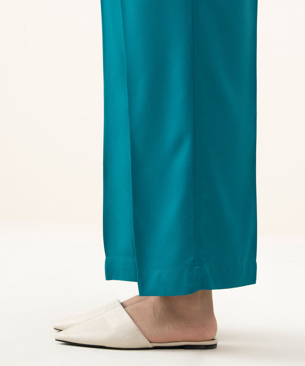 Women's RTW Viscose Marina Blue Dyed Straight Pants