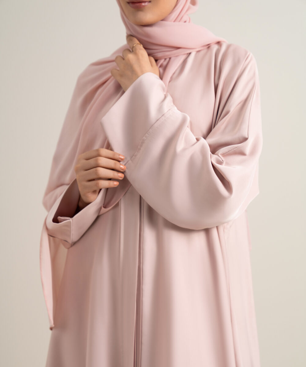 Women's Light Pink Kimono Abaya Set