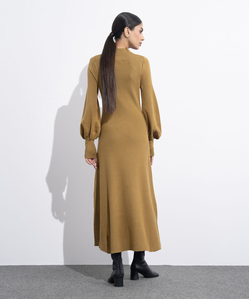 Women's Western Wear Mustard Sweater Knit Dress