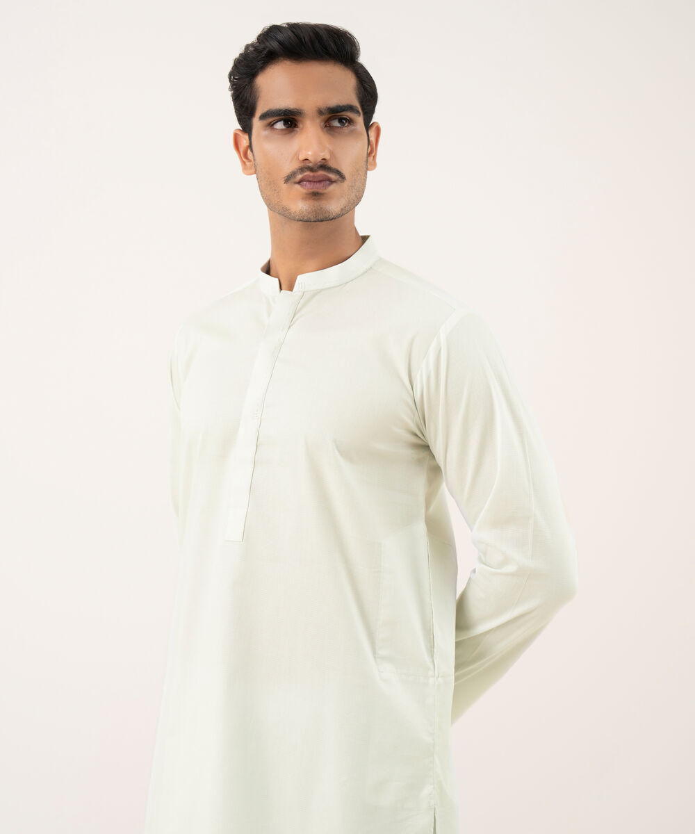 Men's 100% Cotton Plain Light Aqua Kurta Shalwar