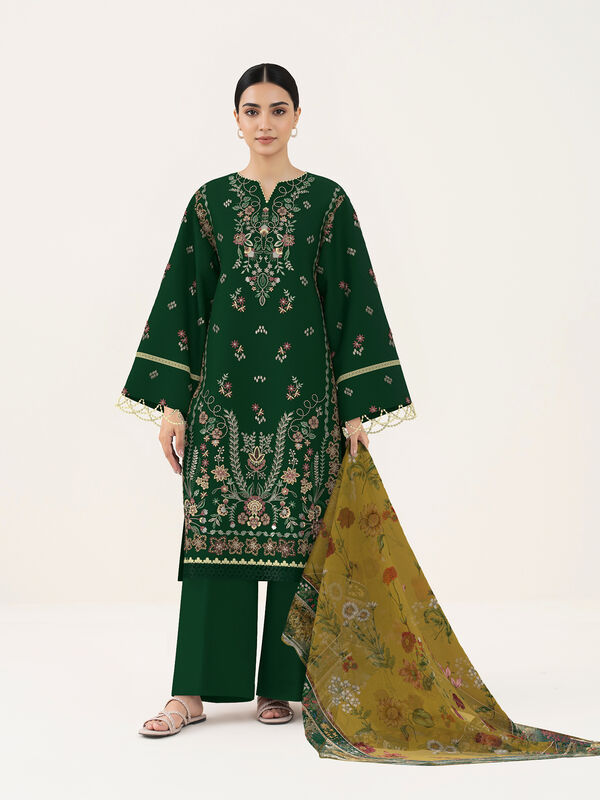 3 Piece - Dyed Embroidered Dobby Suit