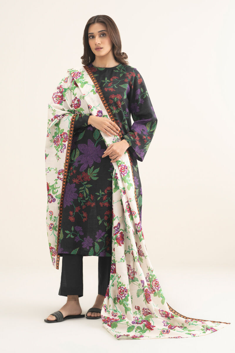 3 Piece - Printed Khaddar Suit
