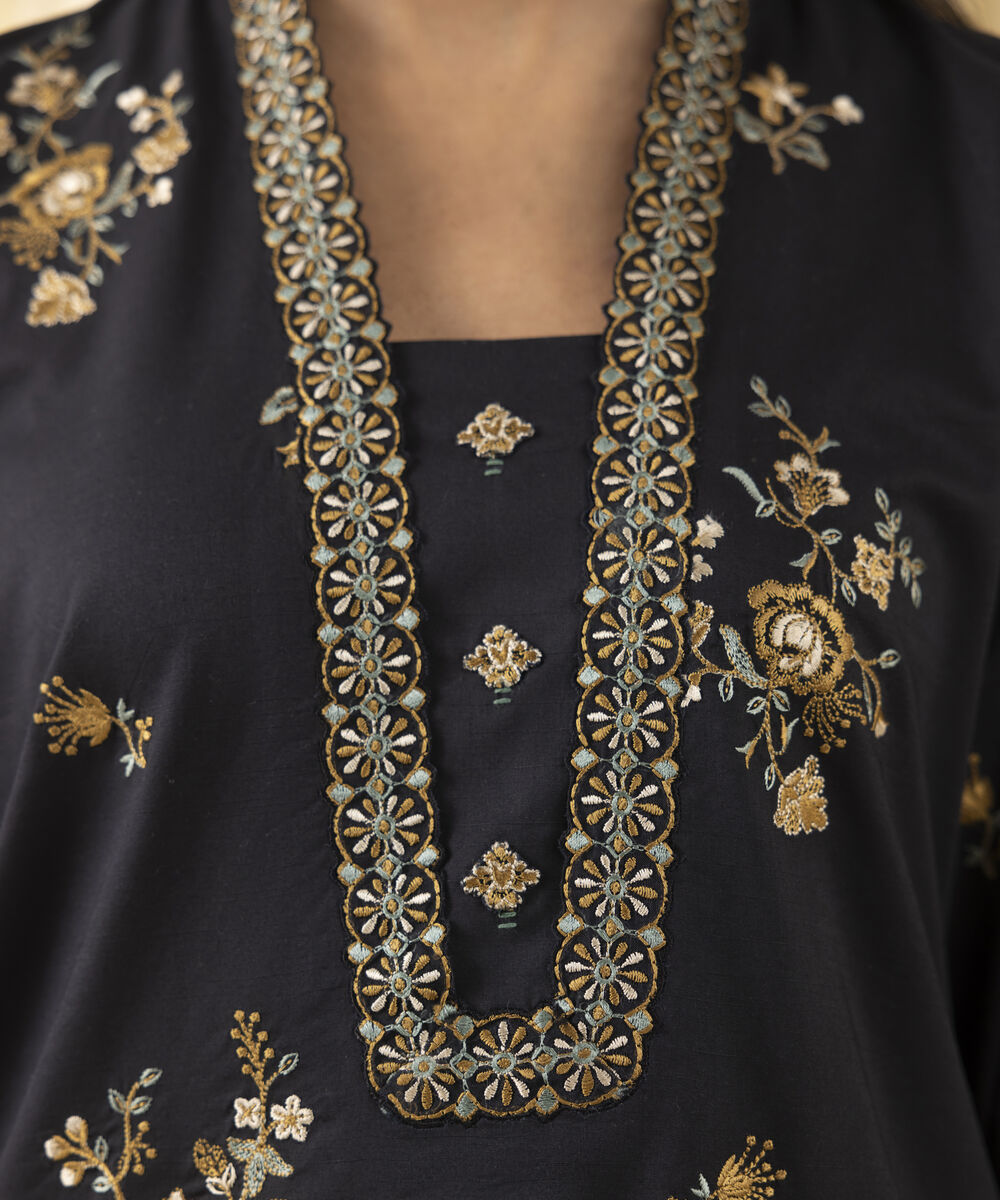 Unstitched Women's Black Textured Lawn 3 Piece Suit