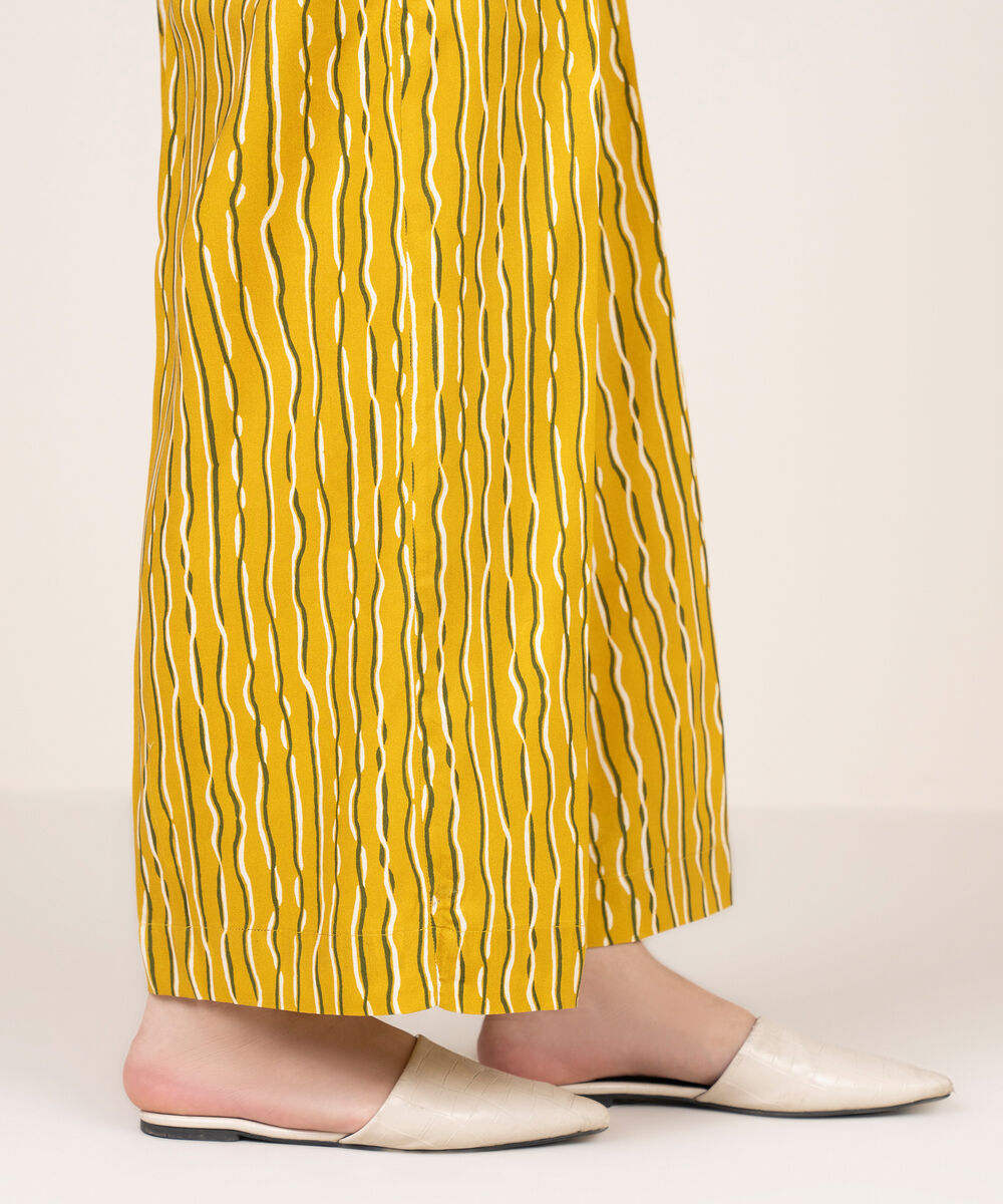Women's RTW Viscose Linen Printed Mustard Culottes
