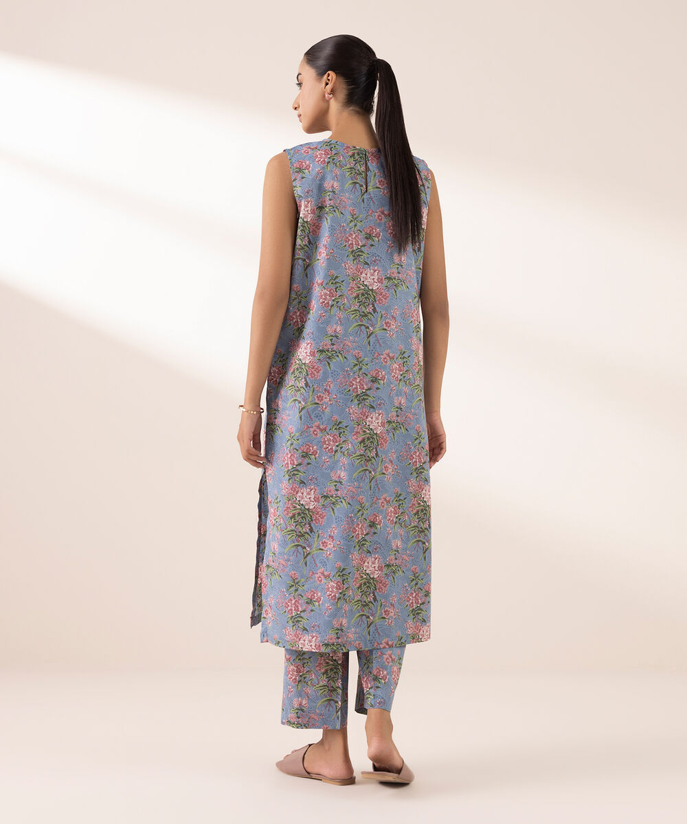 Women's RTW Lawn Blue Printed A-Line Shirt