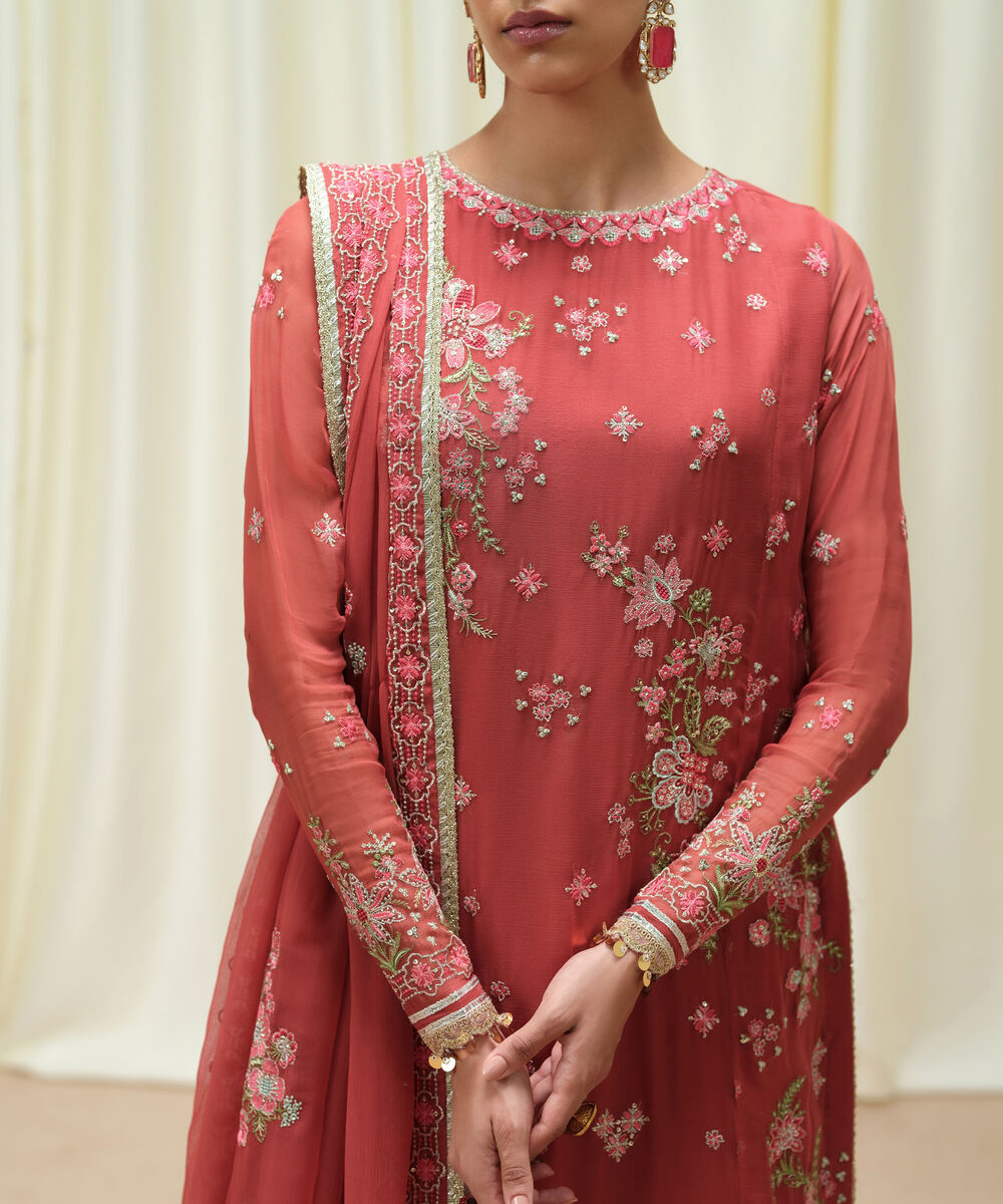 Women's Unstitched Crinkle Chiffon Dyed Three Piece Suit