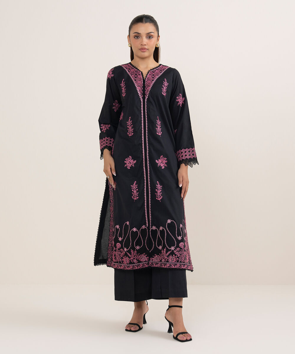 Women's RTW Cambric Black Dyed Aline Shirt