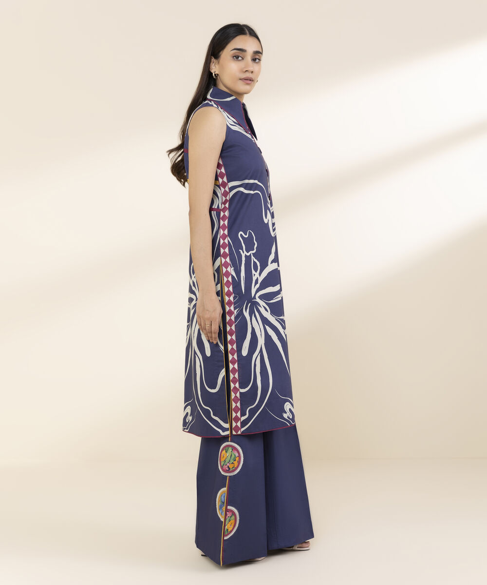 Unstitched Women's Blue Lawn Shirt