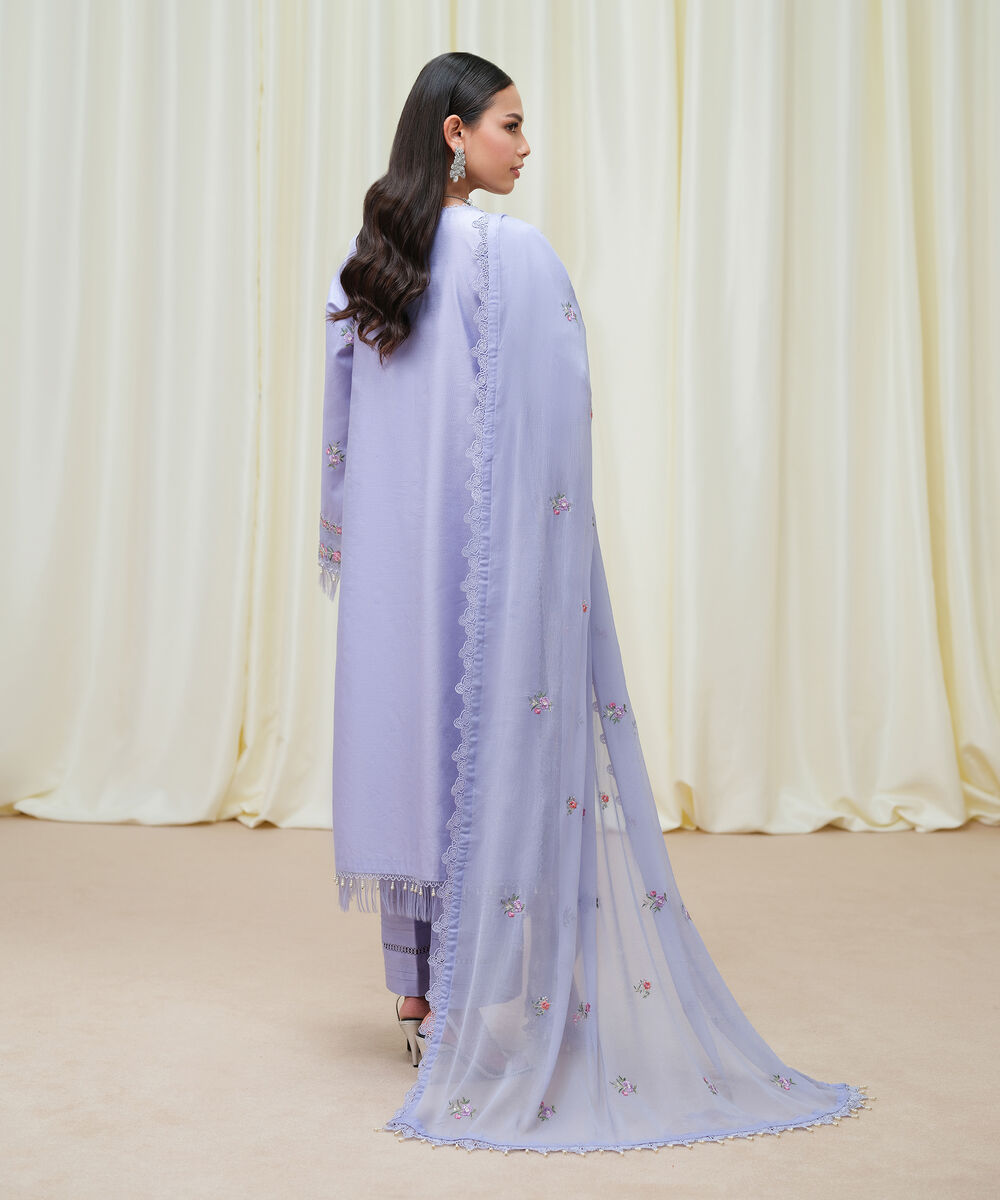 Women's Unstitched Cotton Net Dyed Three Piece Suit