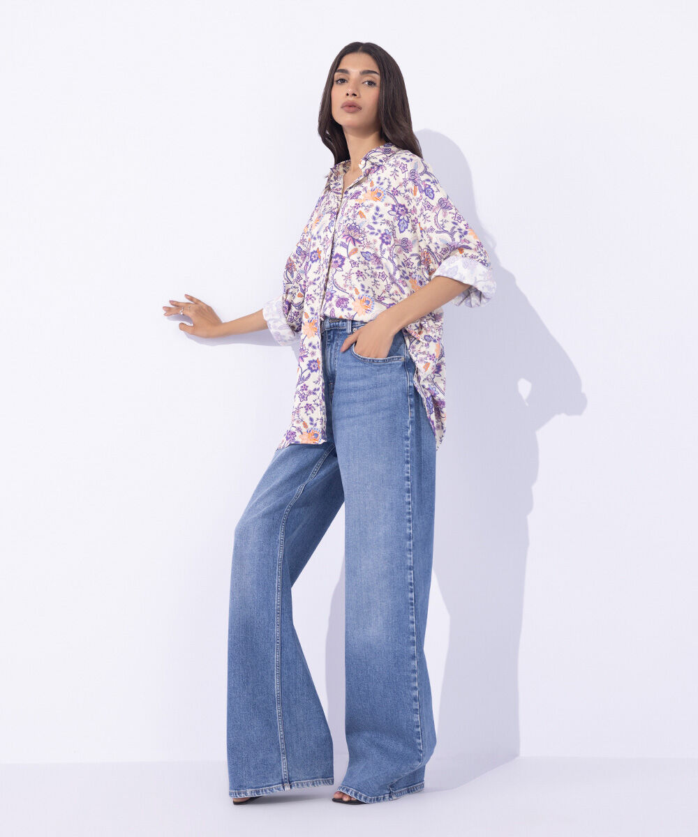 Women's Western Wear Multi Printed Button Through Shirt