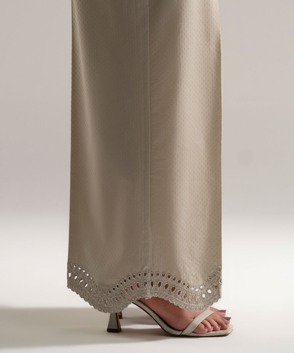Women's RTW Dobby Embroidered Grey Culottes