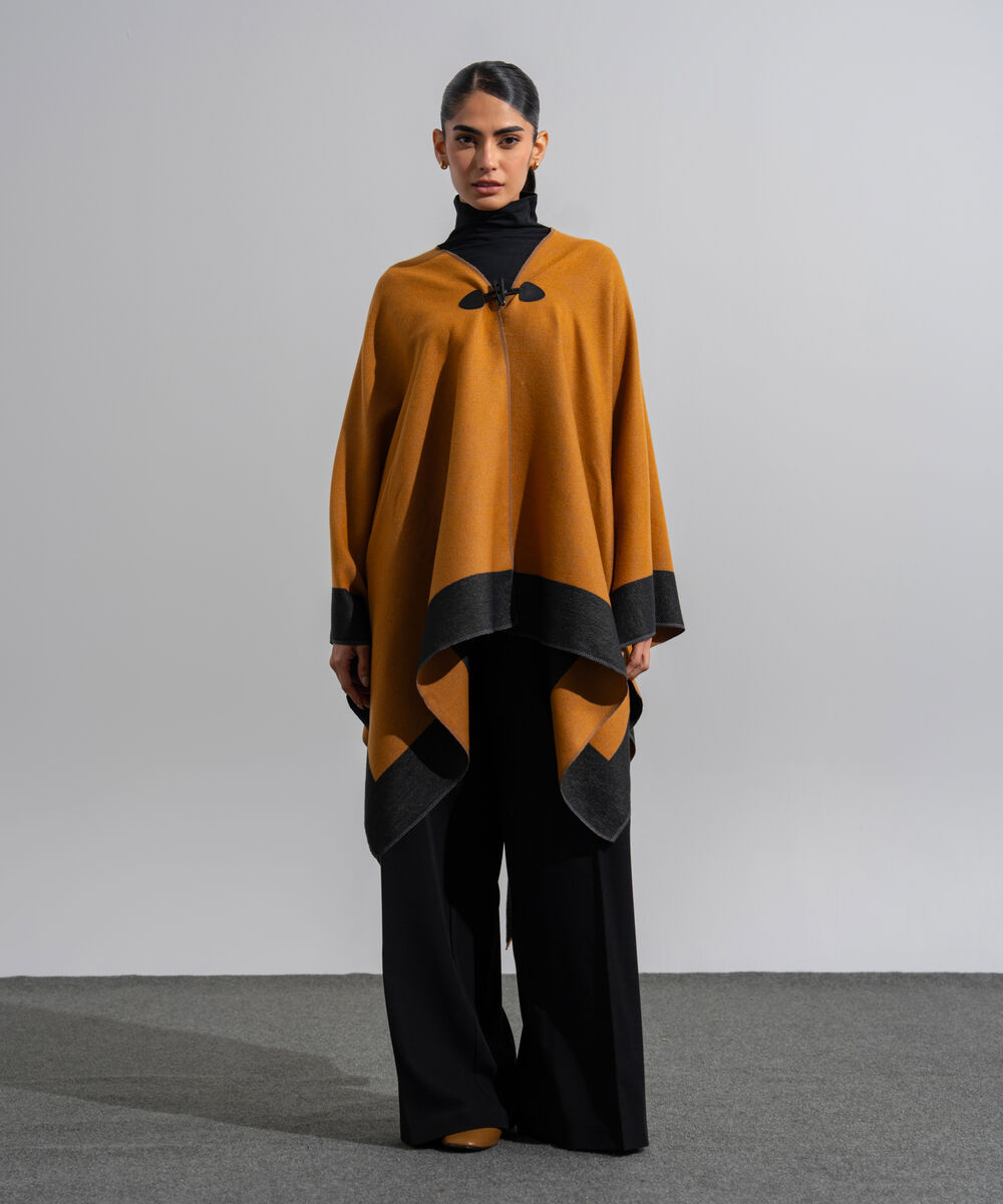 Women's Western Wear Rust Polyester Cape Shawl