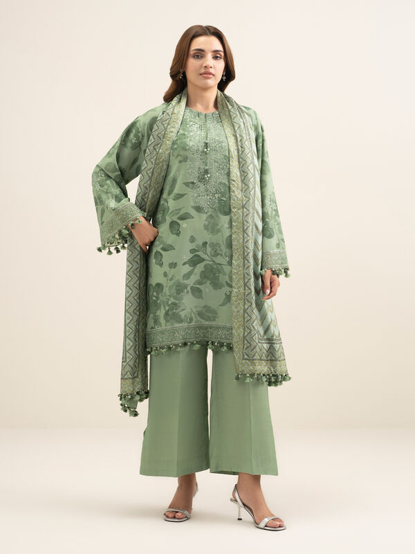 3 Piece - Embroidered Cotton Viscose Suit