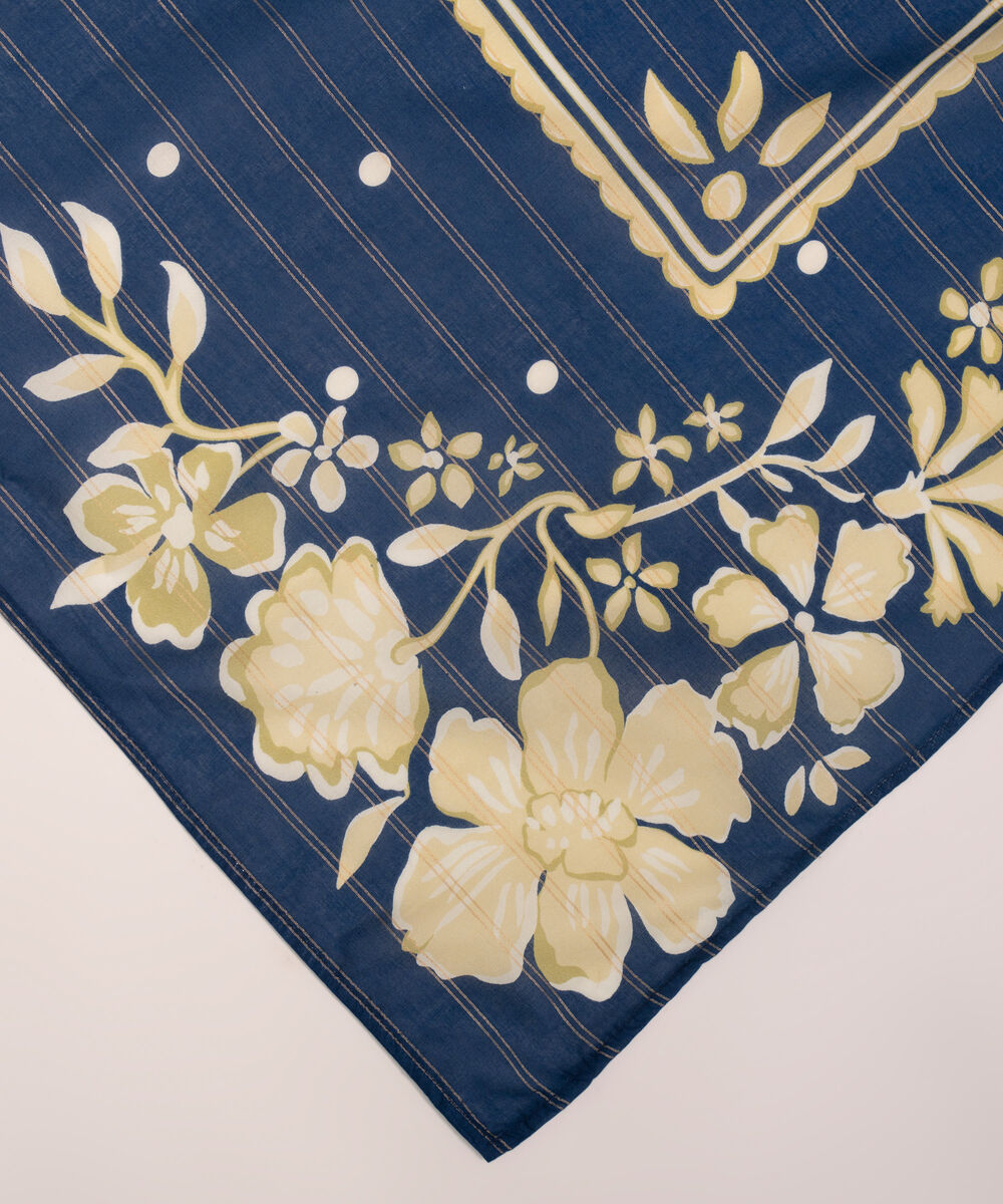 Zari Lawn Printed Dark Blue Dupatta