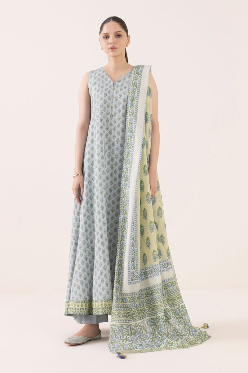 3 Piece - Printed Light Linen Suit