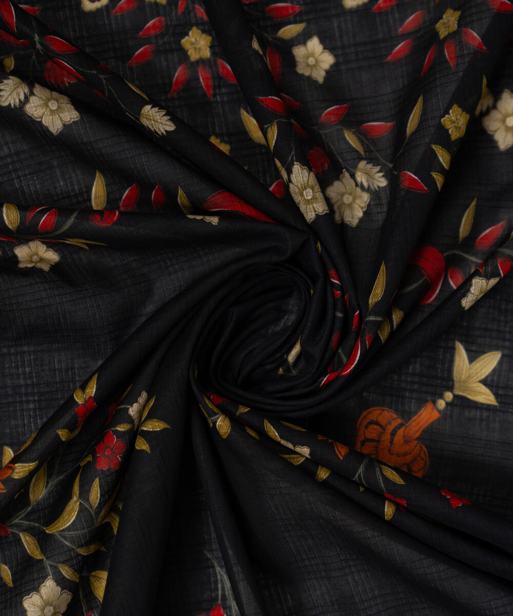Textured Voile Printed Black Dupatta