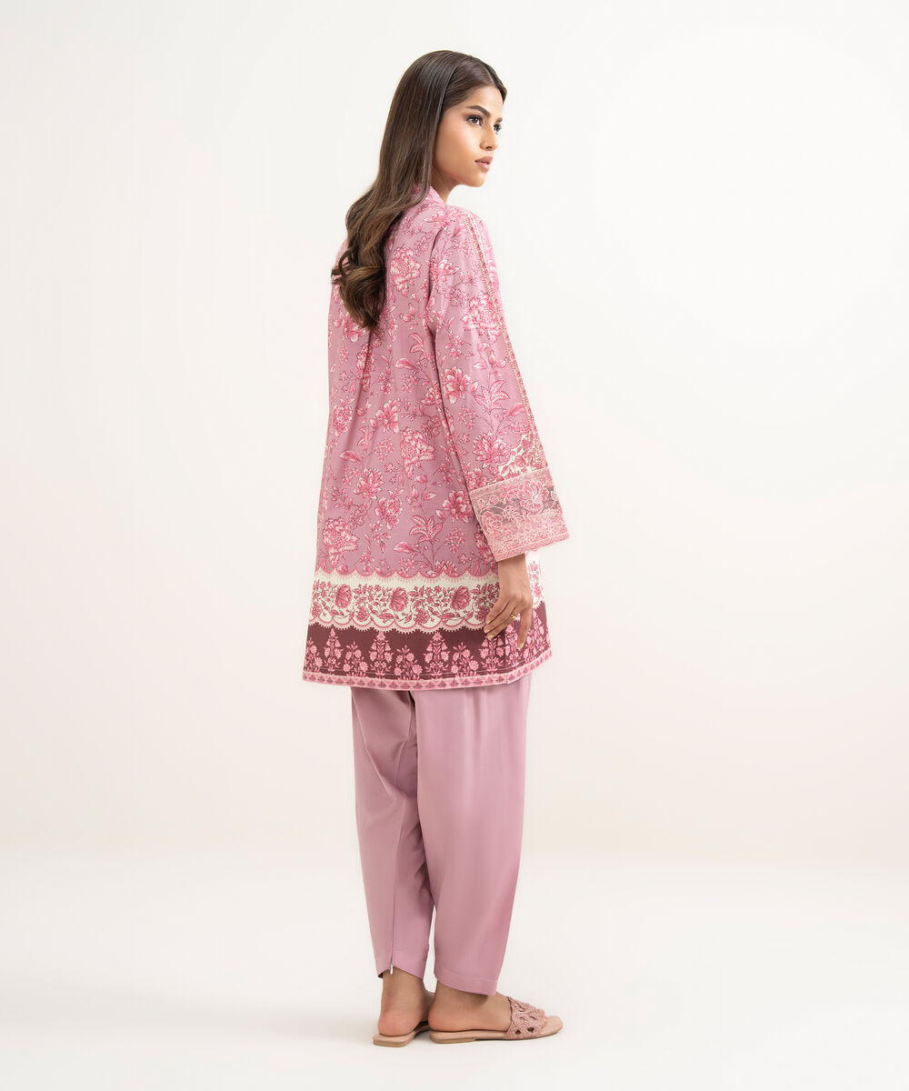 Women's RTW Cambric Embroidered Pink Straight Shirt