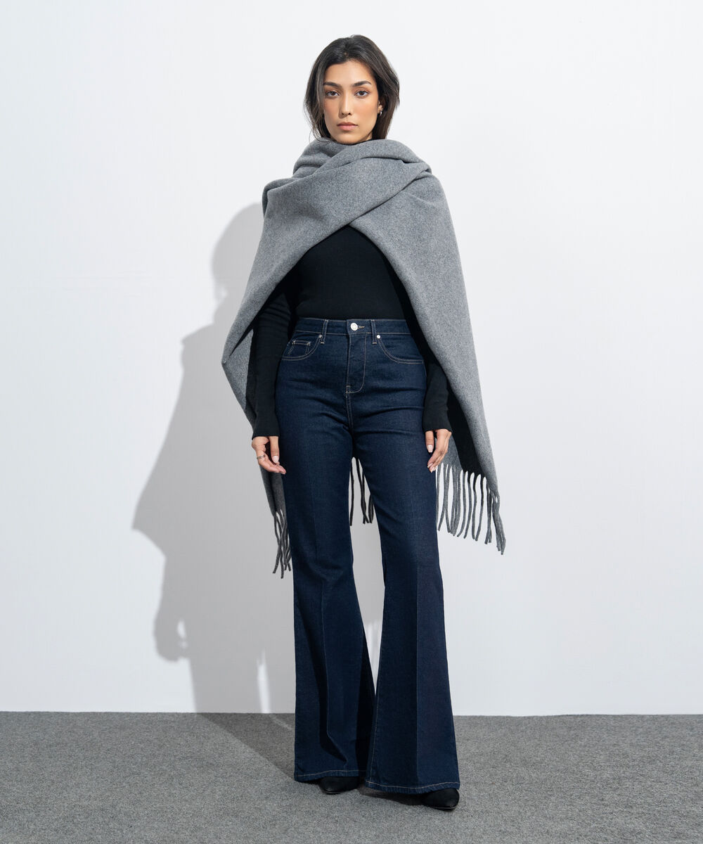 Women's Western Wear Grey Cape Shawl