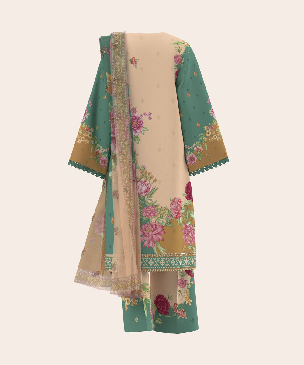 Women's Unstitched Lawn Multi  Embroidered 3 Piece Suit