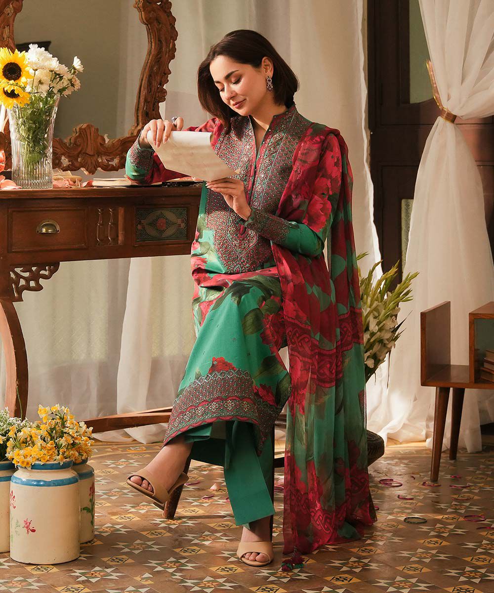 Woman - Multi 3 Piece - Embroidered Lawn Suit