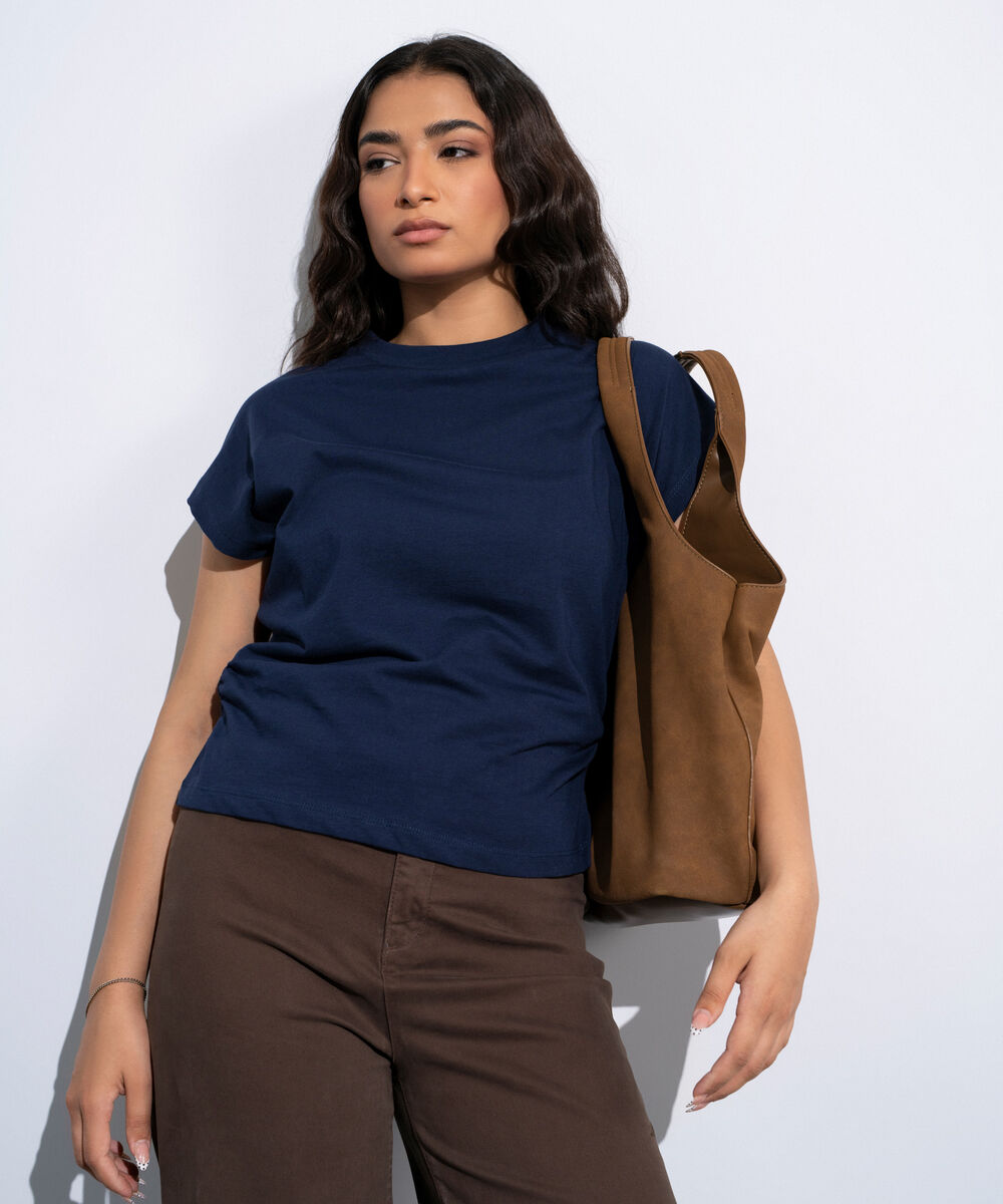Women's Navy Cinched Waist T-Shirt