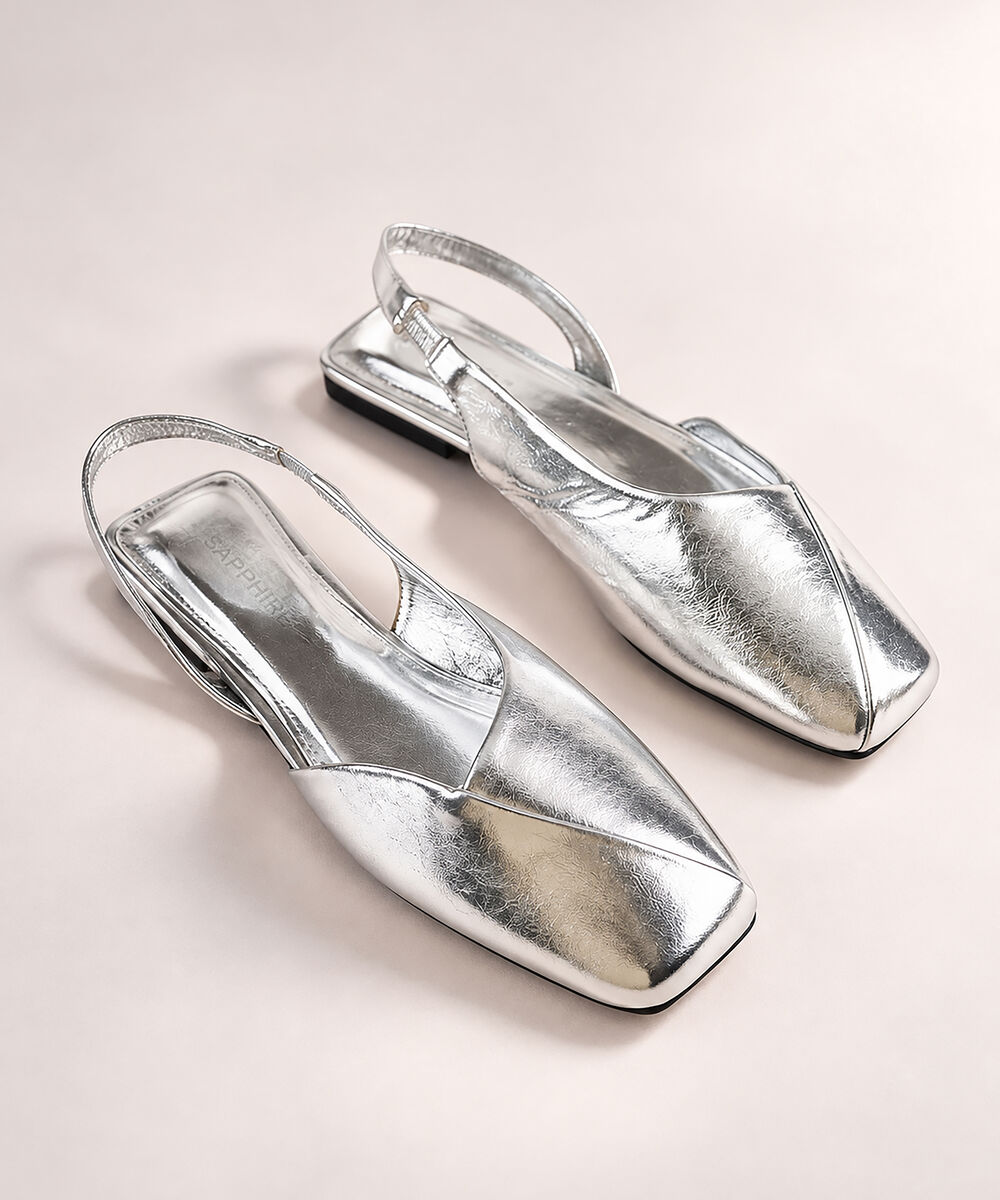 Women's Silver Slingback Flats