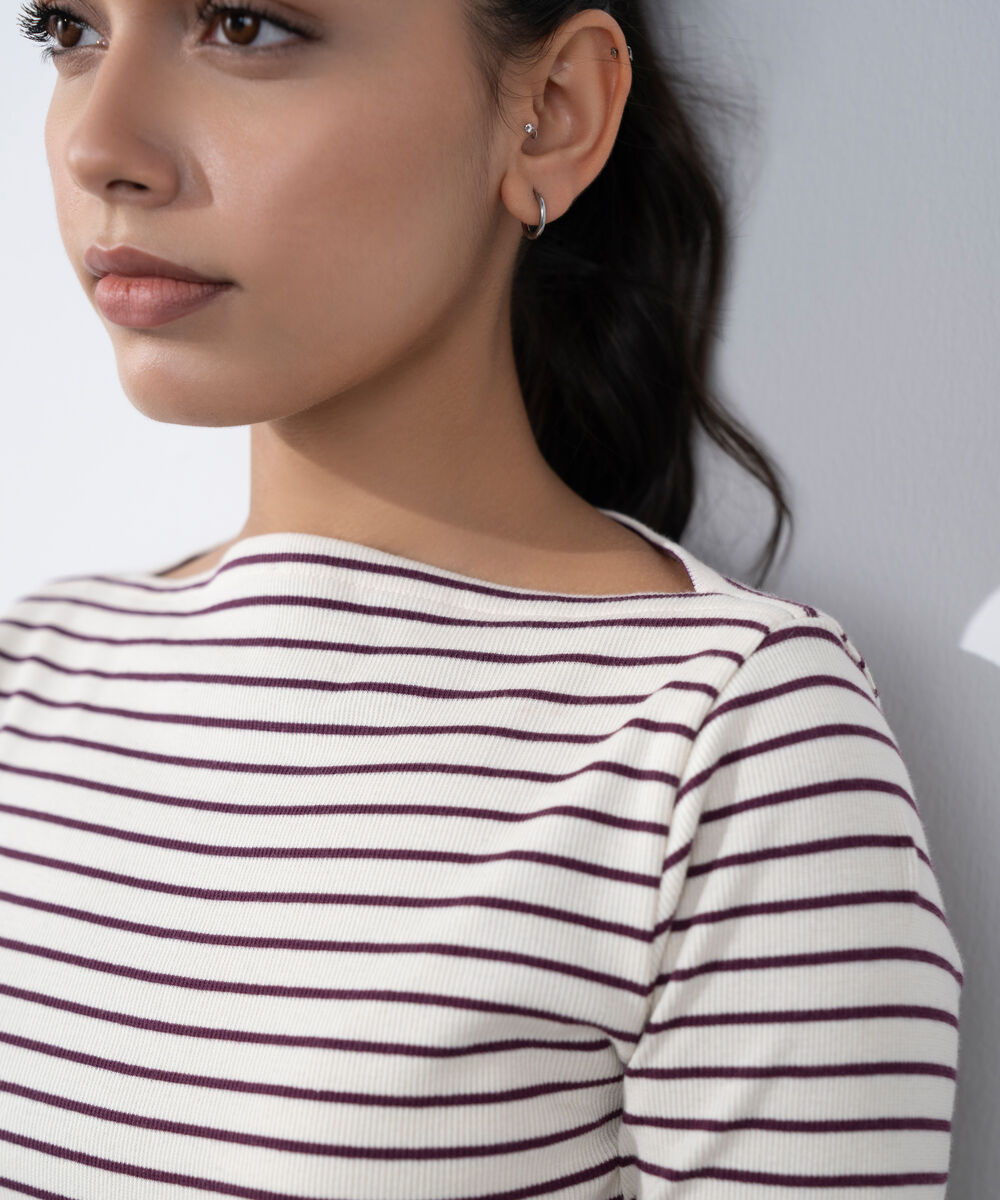 Women's Western Wear White Slash Neck Rib Top