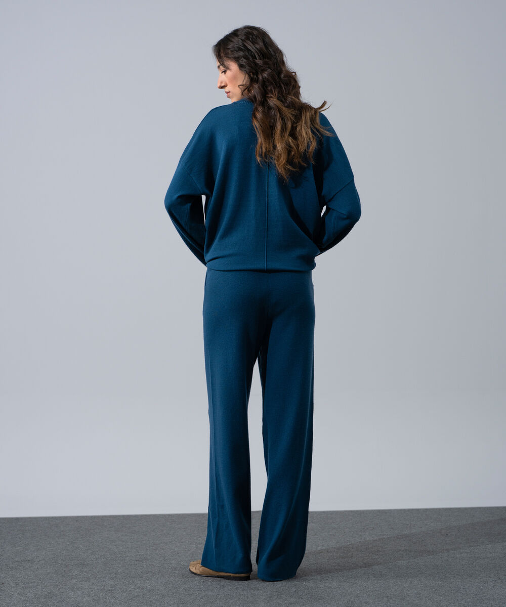 Women's Western Wear Navy Blue Loose Fit Knit Sweater