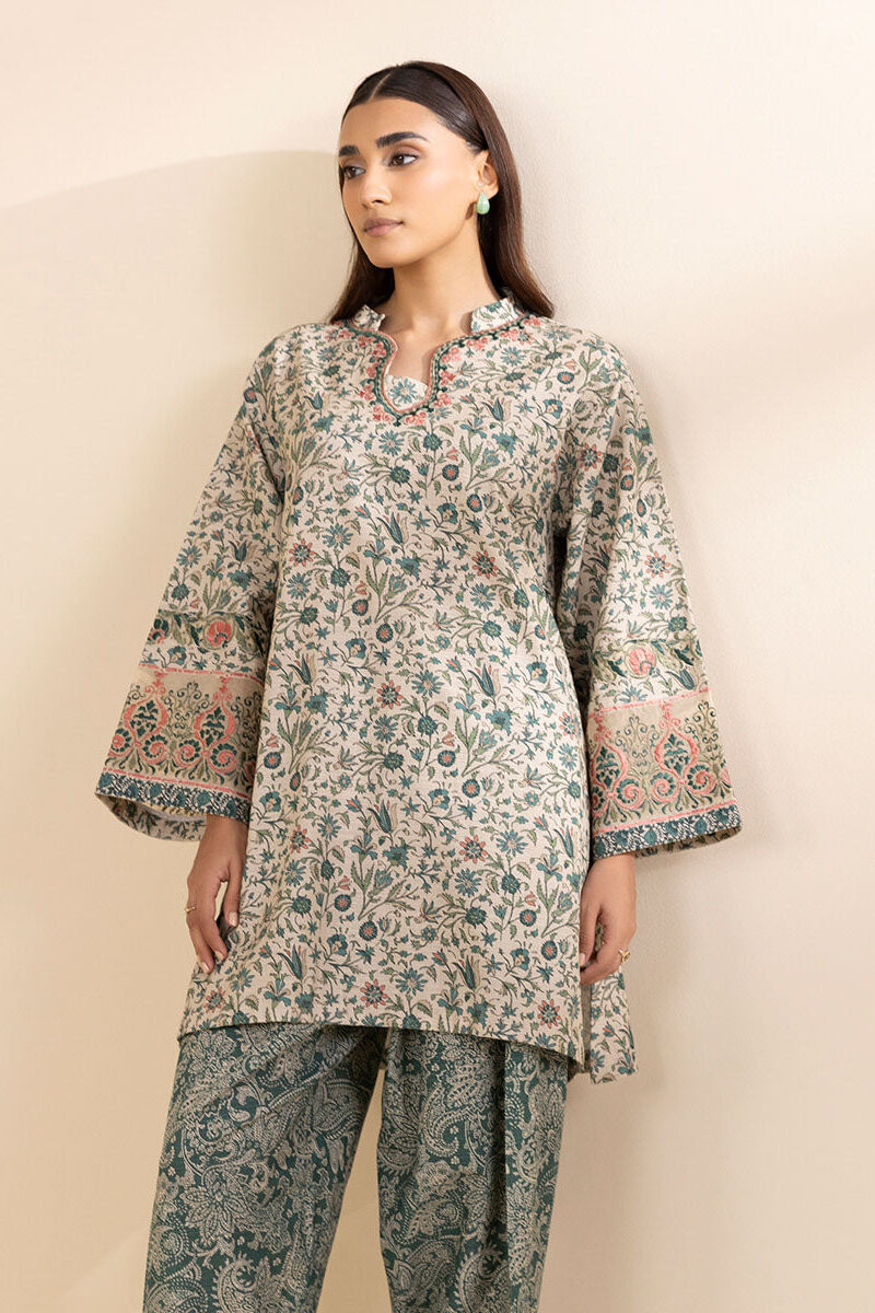 2 Piece - Embroidered Khaddar Suit