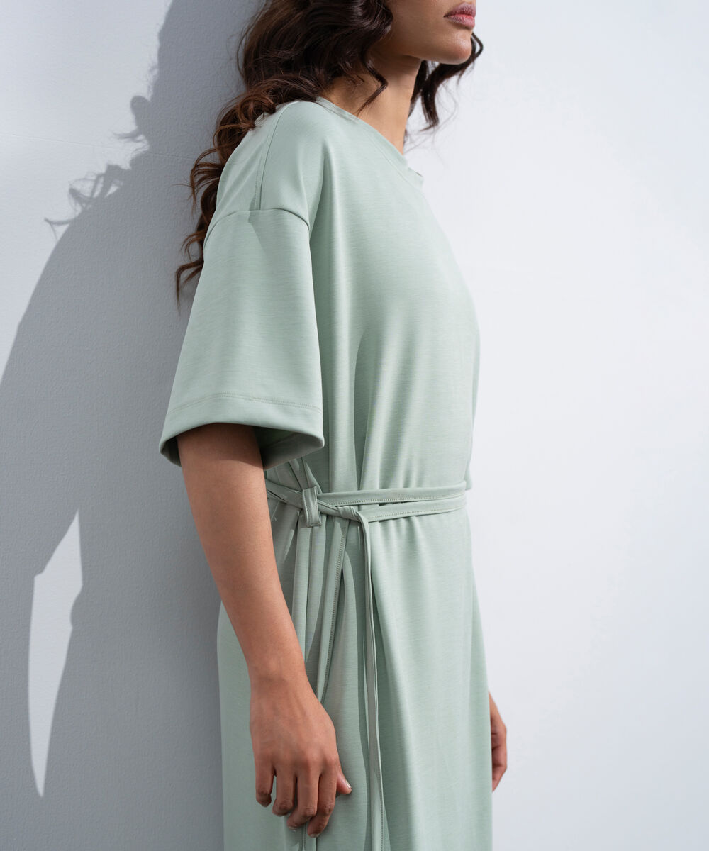 Women's Western Sage Green Soft Lux  T-Shirt Dress With Belt