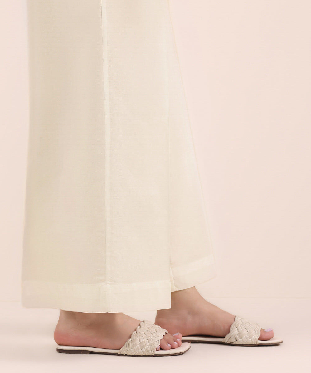 Woman - Off White Solid Cambric Culottes