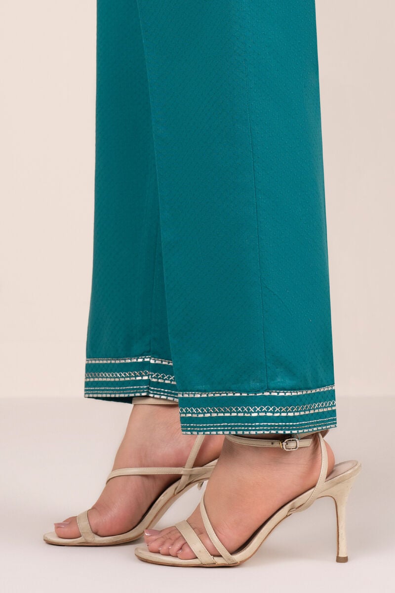 Embroidered Dobby Straight Pants