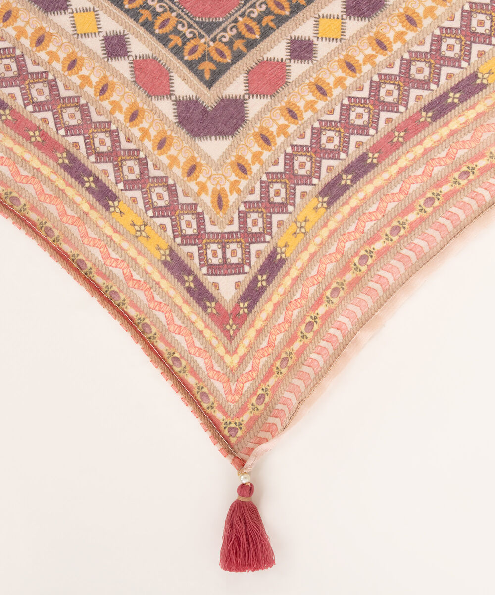 Blended Chiffon Rust Printed Dupatta