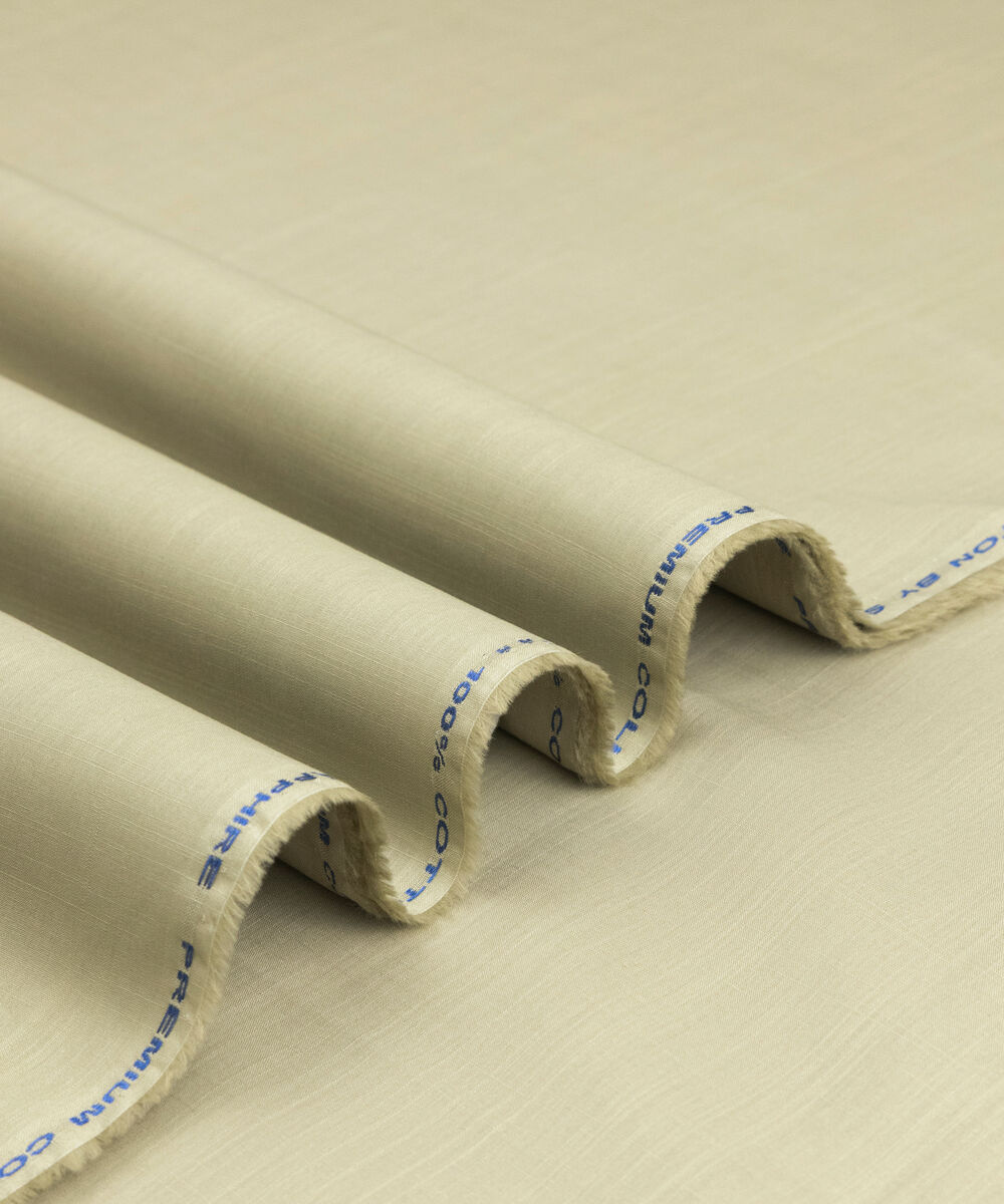 Men's Unstitched Two-Piece Olive Brown Premium Slub Cotton Suit