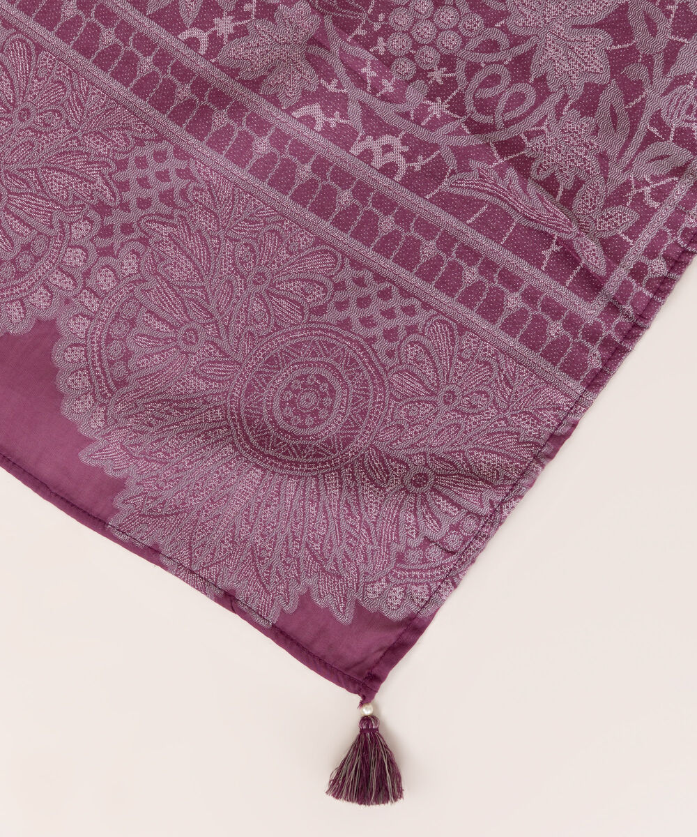 Extra Weft Jacquard Purple Solid Dupatta