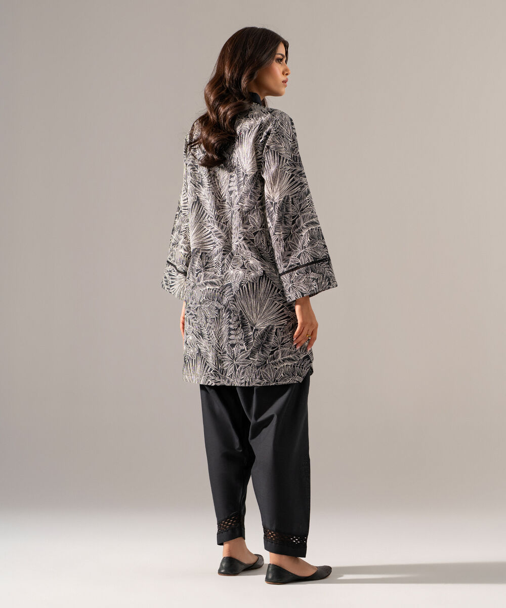 Women's RTW Cross Hatch Printed Black Straight Shirt