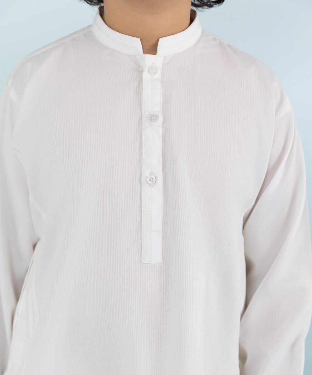 Boys 2 Piece Dobby Suit in White