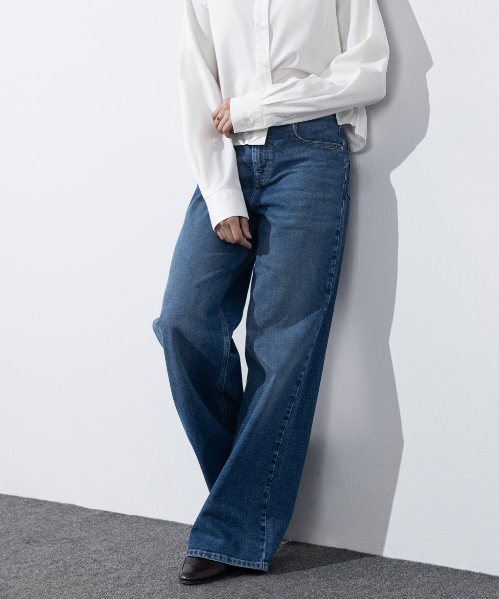 Women's Western Wear Mid Wash Wide Leg Jeans