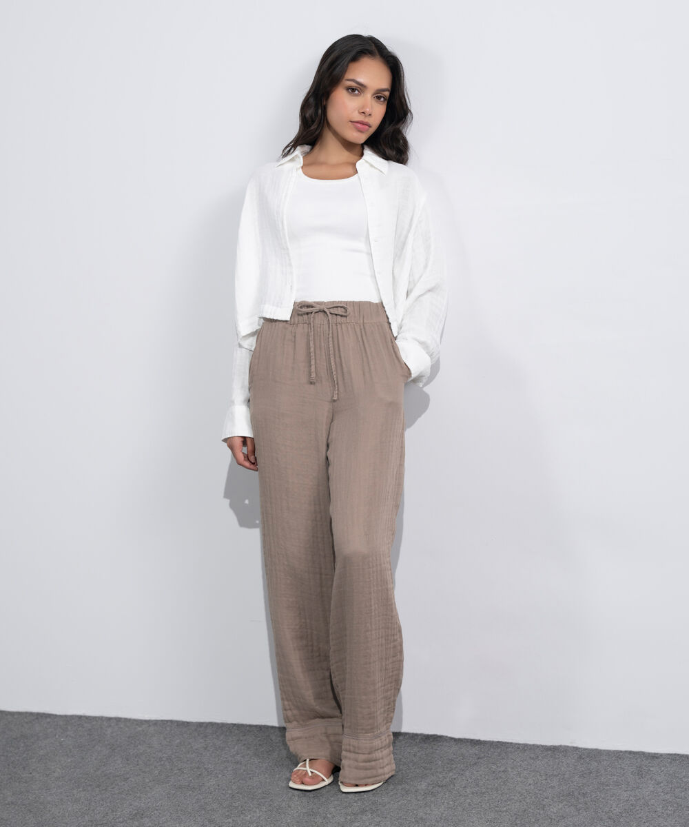 Women's Western Mink Cotton Muslin Pull-On Trousers