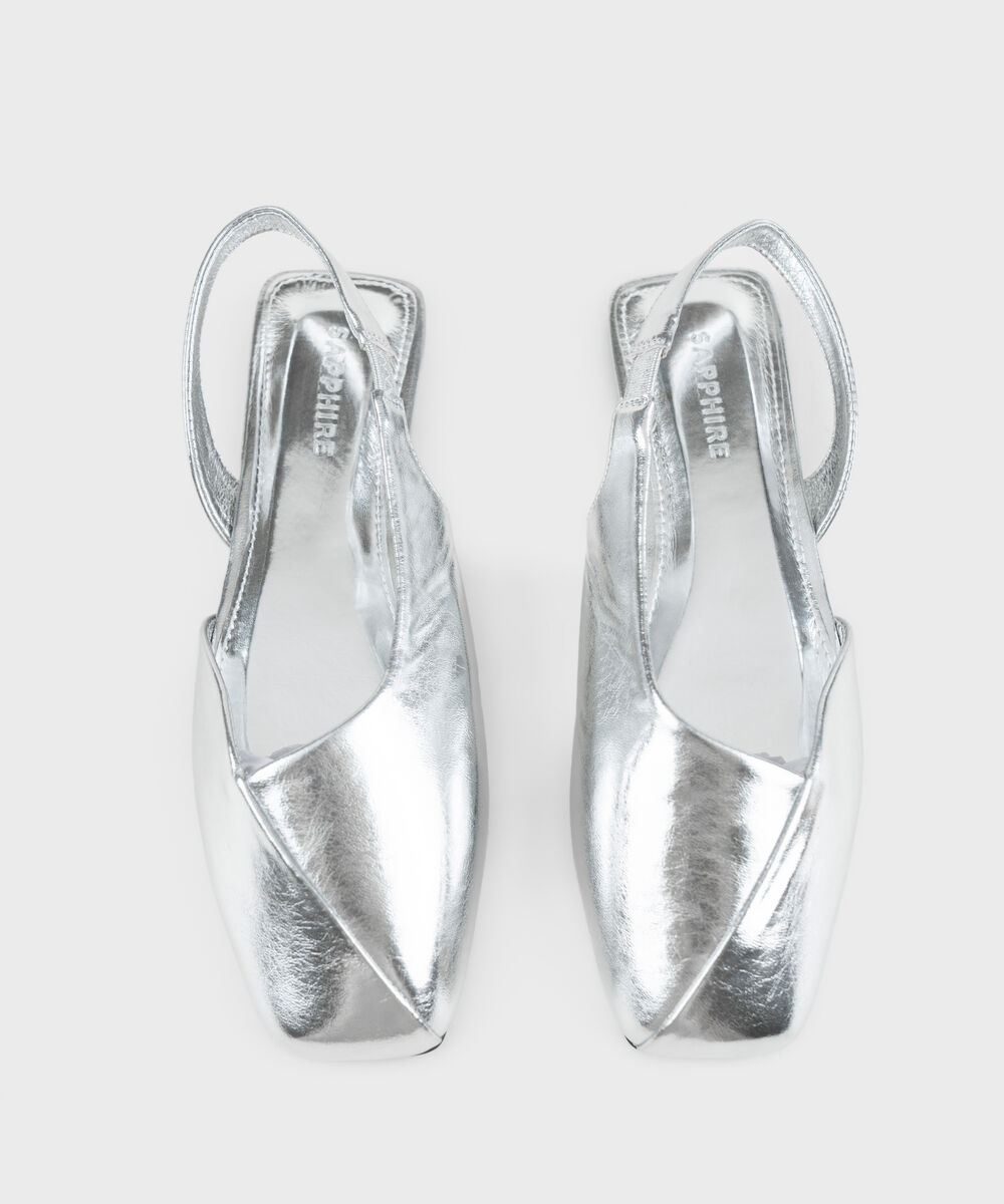 Women's Silver Slingback Flats