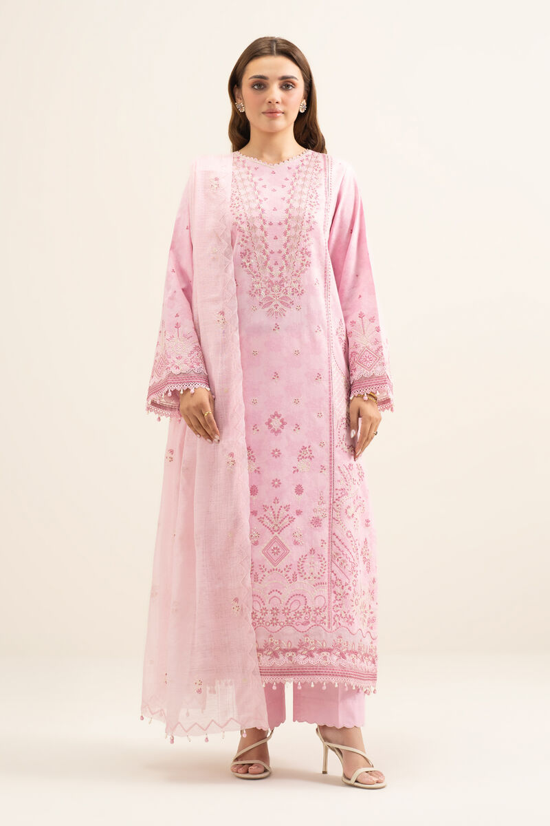3 Piece - Embroidered Cotton Jacquard Suit